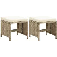 The Living Store Gartenhocker 2 Stk. mit Sitzkissen Poly Rattan Beige