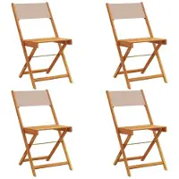 Syfax Gartenstühle 4 Stk. Klappbar Taupe Stoff und Massivholz
