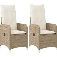 Syfax Gartensessel mit Kissen 2 Stk. Verstellbar Beige Poly Rattan