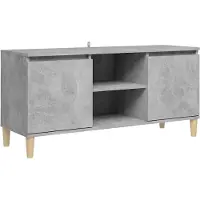 Sonstiges TV-Schrank mit Massivholz-Beinen Betongrau 103,5x35x50 cm