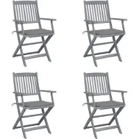 Syfax Klappbare Gartenstühle 4 Stk. mit Sitzkissen Massivholz Akazie