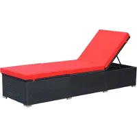 Syfax Sonnenliege mit Auflage Poly Rattan Schwarz