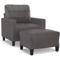 Syfax Sessel mit Hocker Grau 60 cm Kunstleder
