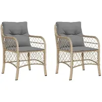 Syfax Gartenstühle mit Kissen 2 Stk. Beigemischung Poly Rattan