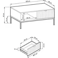 Furnlux Classic FURNLUX Couchtisch Avon Grau 104cm / Hauptfarbe: Grau / Abmessungen: 104 x 48 x 68 cm