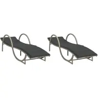 Syfax Sonnenliegen 2 Stk. mit Auflagen Hellgrau Poly Rattan