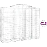 vidaXL Gabionen mit Hochbogen 15Stk. 200x50x160/180cm Verzinktes Eisen