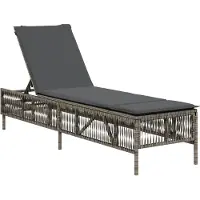 Syfax Sonnenliege mit Auflage Grau Poly Rattan
