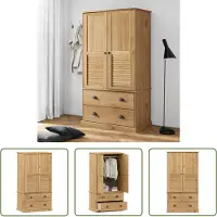 The Living Store Kleiderschrank VIGO 90x55x176 cm Massivholz Kiefer