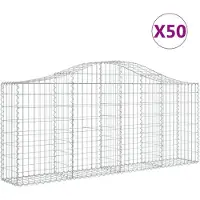 vidaXL Gabionen mit Hochbogen 50 Stk. 200x30x80/100cm Verzinktes Eisen