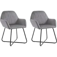 Syfax Esszimmerstühle 2 Stk. Grau Samt