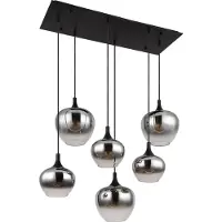 Globo Hängelampe Maxy, Länge 86 cm, rauchgrau, Glas, 6-flg.