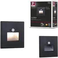 Paulmann LED-Sensor-Wandeinbaulampe Edge Quadro schwarz 8 cm