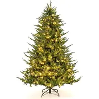 Costway 180 cm Künstlicher Weihnachtsbaum beleuchtet, aufklappbarer Christbaum mit 8 Lichtmodi, 280 warmweißen LED-Lichtern, 788 Zweigspitzen aus PE & PVC, Tannenbaum, Kunstbaum Weihnachten, grün
