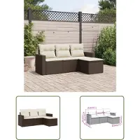 The Living Store 4-tlg. Garten-Sofagarnitur mit Kissen Braun Poly Rattan