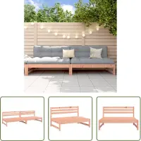 The Living Store Garten-Mittelsofas 2 Stk. 120x80 cm Massivholz Douglasie