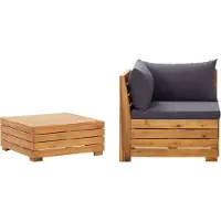 Syfax 2-tlg. Garten-Lounge-Set mit Kissen Massivholz Akazie