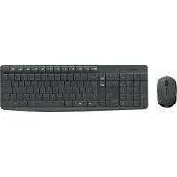 Logitech MK235, Volle Größe (100%), Kabellos, RF Wireless, QWERTZ, Grau, Maus enthalten