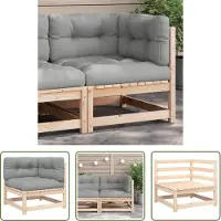 The Living Store Garten-Ecksofa mit Kissen Massivholz Kiefer