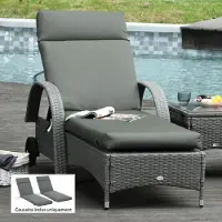 Sweiko 2er Set Auflage für Sonnenliege, Liegenauflage für Gartenliege extra dick 8cm Polsterauflage Dunkelgrau NUR Kissen