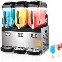 Vevor kommerzielle Slusheis Maschine 12 L x 3 Dreifachtank-Maschine für gefrorene Getränke, 144 Tassen Edelstahl Slush-Eis-Maschine mit Tastenfeld Softeis Maker für Partys Restaurants Cafés Bars