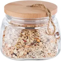 Aps 82255 Vorratsglas WOODY, mit Holzdeckel, 14 x 14 cm, Höhe 11 cm, 1 Liter