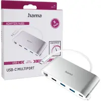 Hama 00200111, USB 3.2 Gen 1 (3.1 Gen 1) Type-C, Silber, Weiß, HDMI, RJ-45, USB 3.2 Gen 1 (3.1 Gen 1) Type-A, USB 3.2 Gen 1 (3.1 Gen 1) Type-C, VGA, USB, 1 Stück(e), 160 mm