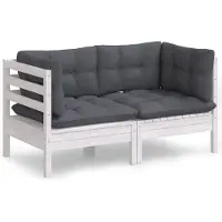 Syfax 2-Sitzer-Gartensofa mit Anthrazit Kissen Massivholz Kiefer