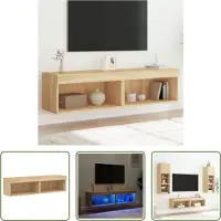 The Living Store TV-Schränke mit LED-Leuchten 2 Stk. Sonoma-Eiche 60x30x30 cm