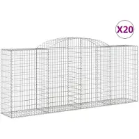 vidaXL Gabionen mit Hochbogen 20 Stk 300x50x120/140cm Verzinktes Eisen