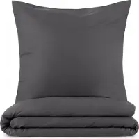 Blumtal Bettwäsche 155x220cm + Kissenbezug 40x70cm - Mikrofaser Bed Sheets 155x220cm - 2-er Set Bettwäsche Dunkelgrau
