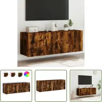 The Living Store TV-Wandschränke mit LED-Leuchten 2 Stk. Räuchereiche 60x35x41cm