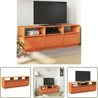 The Living Store TV-Schrank Wachsbraun 140x37x50 cm Massivholz Kiefer