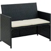 Syfax 2-Sitzer-Gartensofa mit Polstern Schwarz Poly Rattan