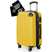 Hauptstadtkoffer Spree - Handgepäck-Koffer + Digitaler Kofferanhänger, Hartschalentrolley mit Extension für mehr Packvolumen, 4 Rollen TSA, 55cm, 42L,Gelb