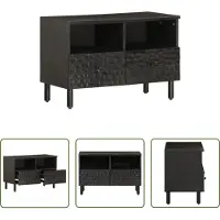 The Living Store TV-Schrank Schwarz 70x33x46 cm Massivholz Mango
