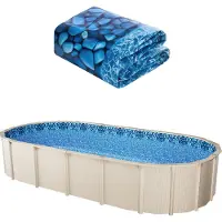Vevor Ovale Poolfolie, 1006x549x120 cm, Innenfolie, Ersatzfolie, Innenhülle, Schwimmbadfolie, Vinylfolie im Unibead-Stil mit Standardstärke, für Aufstellpools mit 132 cm Wandhöhe