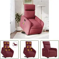 The Living Store Elektrischer Massagesessel mit Aufstehhilfe Weinrot Stoff