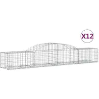 vidaXL Gabionen mit Hochbogen 12 Stk. 300x50x40/60 cm Verzinktes Eisen