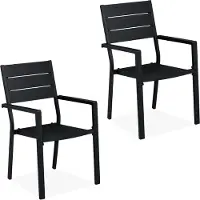 Relaxdays Gartenstuhl 2er Set, HBT 90 x 53,5 x 59 cm, Balkonstühle m. Armlehnen, Metall, moderne Terrassenmöbel, schwarz