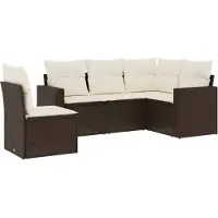 Sonstiges 5-tlg. Garten-Sofagarnitur mit Kissen Braun Poly Rattan