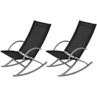 Syfax Garten-Schaukelstühle 2 Stk. Stahl und Textiline Schwarz