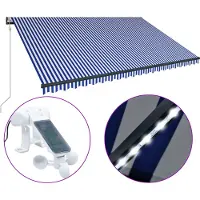 Syfax Markise mit Windsensor & LED 500x300cm Blau und Weiß