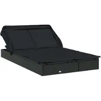 Syfax 2-Personen-Sonnenliege mit Dach Schwarz 213x118x97 Poly Rattan