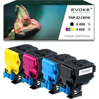Evoke 4x Toner für Konica Minolta A0X5152 / TNP22K-TNP22XB A0X5152 / TNP22K CMYK = Schwarz + Blau + Rot + Gelb | Ersatz für C35 C35P