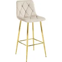 Leobert Valora NADO Hocker Beige Samt Gold Beine x1 | Eleganter Barhocker aus beigefarbenem Samt mit goldenen Beinen
