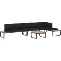 Syfax 4-tlg. Garten-Ecksofa-Set mit Auflagen Aluminium und WPC