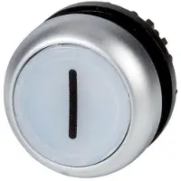 Eaton 216942 Leuchtdrucktaste, RMQ-Titan, flach, tastend, weiß, beschriftet 1, Frontring Titan M22-DL-W-X1 - 10 Stück