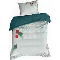 Eurofirany Bettwäsche ROBIN 140x200 cm Weihnachten Bettbezug Set grau türkis