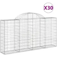 vidaXL Gabionen mit Hochbogen 30Stk. 200x30x100/120cm Verzinktes Eisen